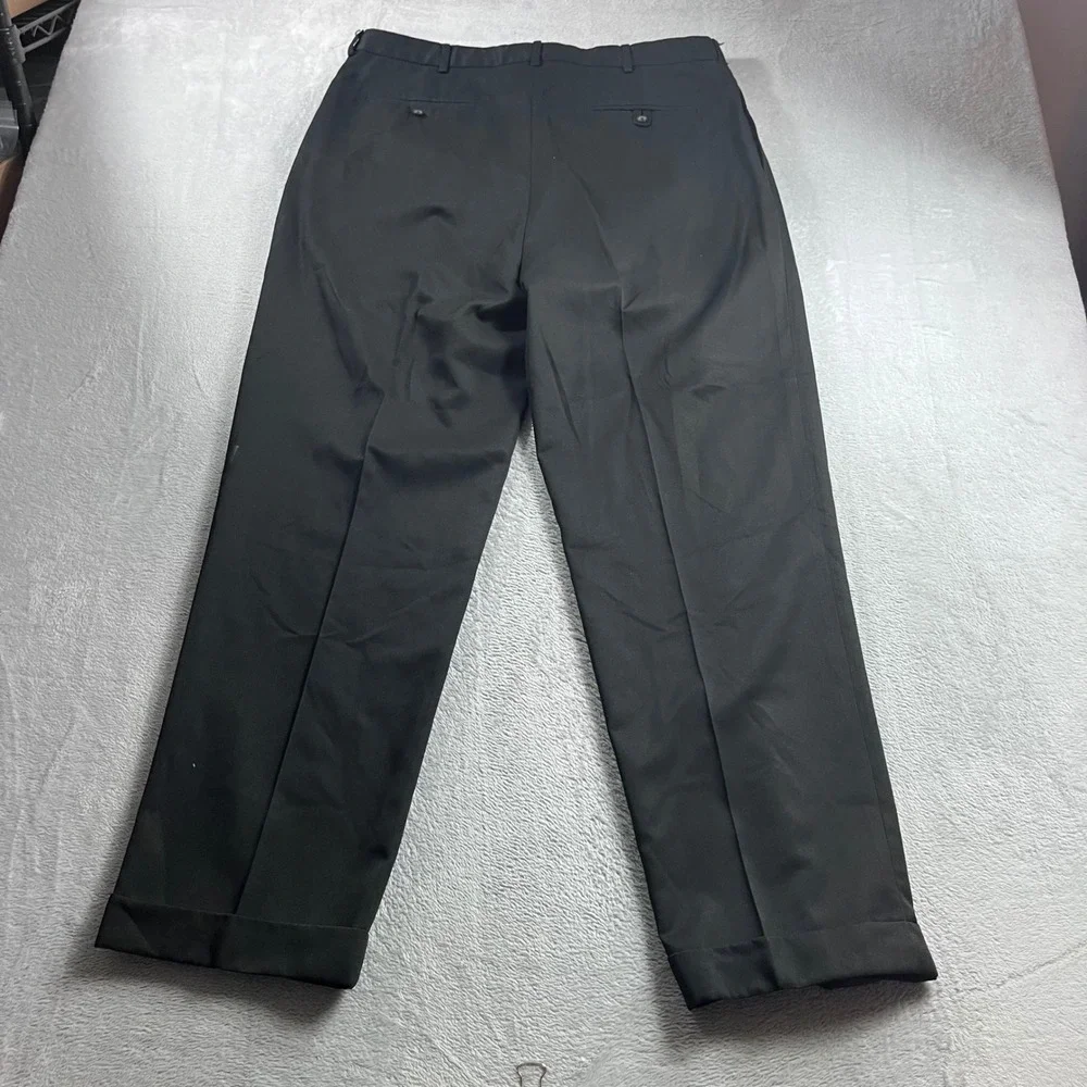 Polo Ralph Lauren Men Black Pleated Cuffed Dress Pants 38/30 Polyester